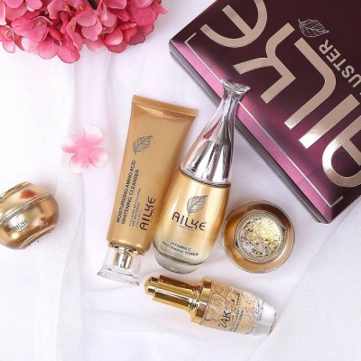 24k Collagen Set 5 In 1 Skin Whitening Face Day Night Cream Whitening Serum Toner Facial Cleanser Skin Care Set